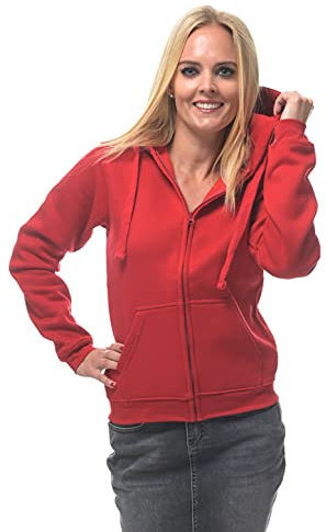 ROCK-IT Apparel I Giacca con Cappuccio da Donna I Felpa con Cerniera I Felpa con Cappuccio Premium per Il Tempo Libero o Il Lavoro [Taglia XS-XL] Alta qualità e Molto Morbida Rosso S