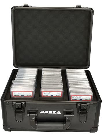 PREZA Aufbewahrungsbox für abgestufte Karten – Premium Sportkarten-Schaukasten für abgestufte Sportkarten (schwarz)