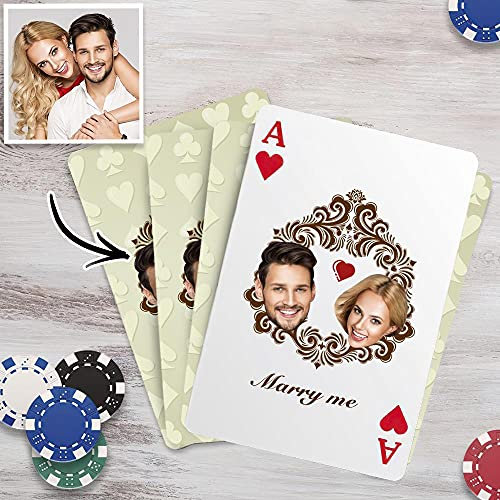 VEELU Personalisierte Pokerkarten mit Foto & Text Anzahl Plastik Wasserdicht Spielkarten mit Bedrucken Bild Kartenspiel mit Erwachsene Familie Freund Kinder Casino