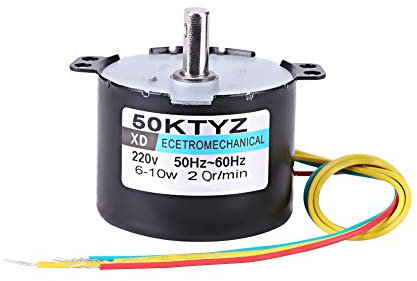 Tyenaza 50KTYZ AC 220V 10W Motor Síncrono, 0.5A Motor Síncrono de Imán Permanente Eléctrico de baja Velocidad Pequeño CW/CCW 20RPM Metal de alto par Orientado para Plato Giratorio de Asador