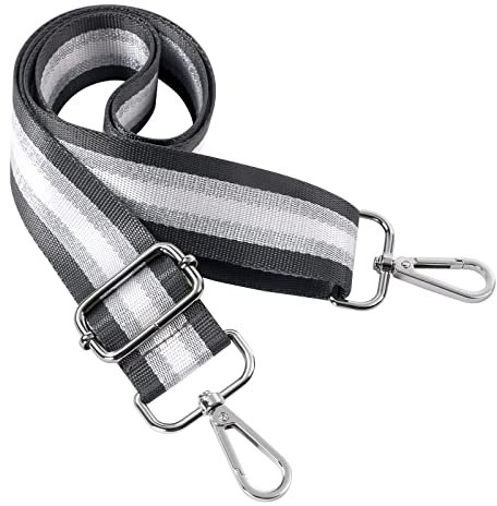 Aucuu Wide Shoulder Strap, Luggage Straps Adjustable Crossbody Bag Strap with Metal Swivel Hooks, Replacement Handbag Belt for Crossbody Bag, Luggage, Laptop and Duffle - Grey