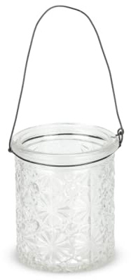 NaDeco Windlichter mit Henkel 6 Stück, H. 7,5 cm Ø 6cm Windlicht Glas mit Bügel Teelichtgläser Tischdeko Vasen Hänge Vasen Teelichtgläser zu Hängen Dekovasen zum Aufhängen