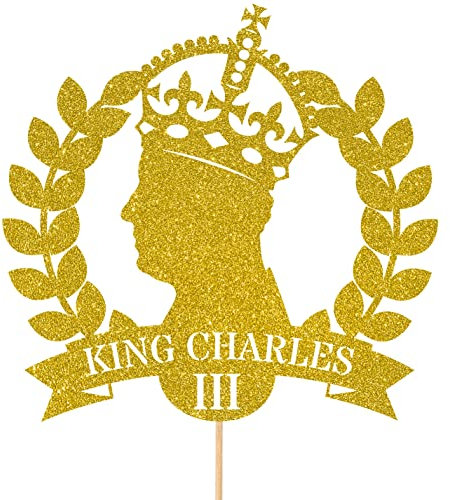 Cakeshop Tortenaufsatz mit dem 70-jährigen Logo der Queens Platinum Jubilee – doppelseitig, 400 g/m² Glitzerkarton, 14 Farben und viele Stile, Gold