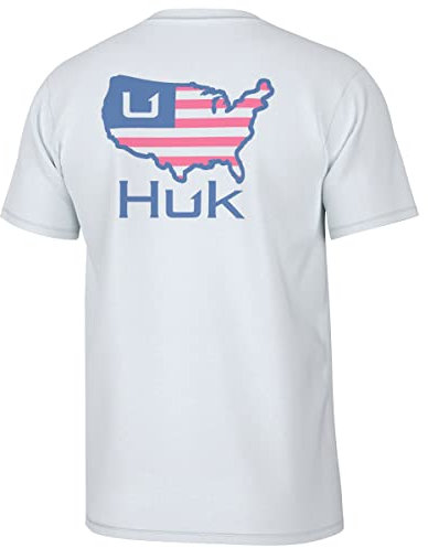 HUK Herren Kurzärmeliges Performance-T-Shirt Hemd, American Weiß, Klein