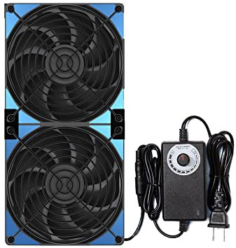 240mm Adjustable Computer PC Vent Fan with AC Plug 3-12V Speed Controller for Chicken Coop Rack Space Window Wall Cabinet Server Mining Rig Exhaust Cooling