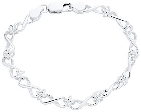 Bling Jewelry Forever Love Solid Figure Eight Love Knot Multi Infinity Chain Link Bracelets For Women Girlfriend .925 Sterling Silver Wrist 7.5 Inch