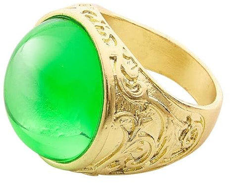 PARTY DISCOUNT NEU Schöner Goldener Ring mit grünem Stein für Pirat, Mittelalter & Co., Einheitsgröße
