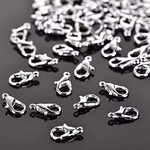 YIEUR 200 Stück Schmuckverschlüsse Karabinerverschluss silber, 14mm Armband Verschluss Schmuck Karabiner Verschluss für DIY Kunsthandwerk und Schmuckherstellung (silbern)