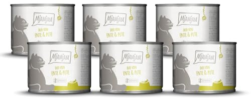 MjAMjAM - Premium Nassfutter für Katzen - DUO von zarter Ente & guter Pute an gedämpftem Kürbis, 6er Pack (6 x 200 g), getreidefrei mit extra viel Fleisch