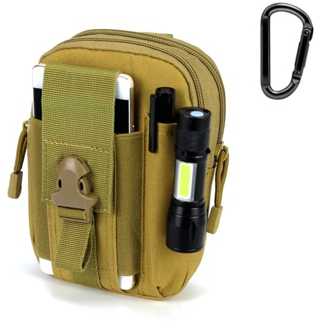 Piscorush Tactical Waist Pouch MOLLE EDC Outdoor Man Waist Bag with Phone Belt Clip Holder Holster Carrying Pouch for Smartphone