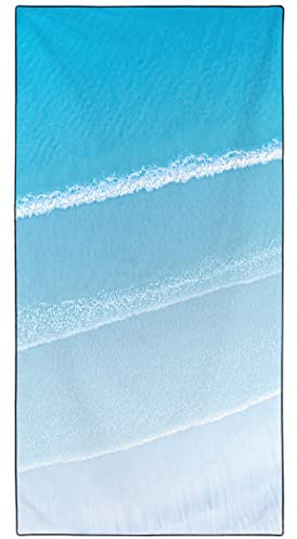 Violetpos Schnell Trocknende und Leichte Strand Handtücher Strandtuch groß 90x180 cm Schnelltrocknendes Mikrofaser Bedrucktes mit Blaues Meer Sandstrand