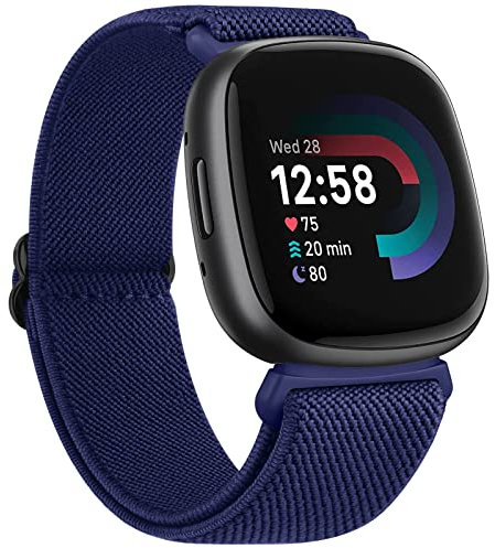 Vancle für Fitbit Versa 4 Armband/Fitbit Versa 3 Armband/Fitbit Sense 2 Armband/Fitbit Sense Armband Damen Herren,Verstellbares Nylon Ersatzarmbänder für Versa 4/Versa 3/Sense 2(Navy blau)