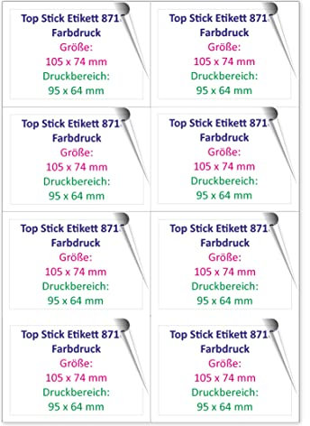 Universal Etiketten TopStick labels Laseretiketten drucken lassen mit 4-farbigem Druck (105,0mm x 74,0mm (87164))