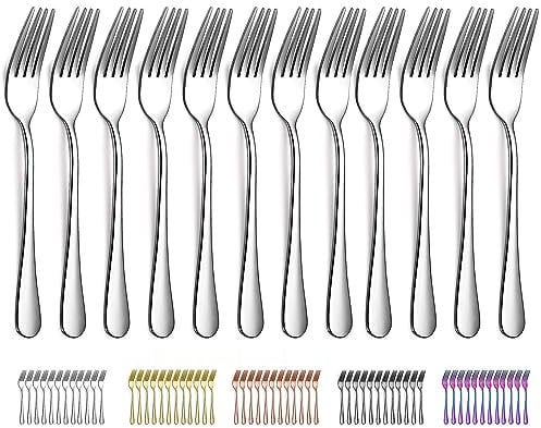 Evanda Tenedor De Cena 12 Piezas 20.5cm, Acero Inoxidable Tenedores de Pastel, Tenedores de Mesa, Tenedores de Postre,tenedores y cucharas de cubiertos, Fácil de Limpiar, Apto para Lavavajillas