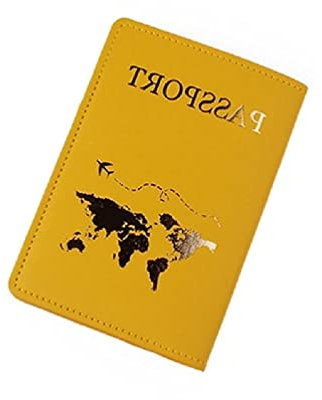 WuLi77 Reisepasshülle, Polyurethan, Gepäck, Koffer, Adress-Etikett, gelb, passport bag