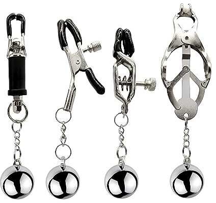 Pinces à Tétons avec poids Réglable Pinces à Seins Pince Clitoridienne Pinces à Mamelons en Acier Inoxydable Sex toys Extrêmes Stimulateurs Mammaires pour Femmes et Hommes