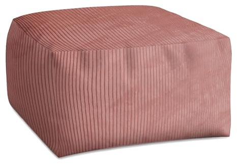 DreamRoots Pouf Hocker Fußhocker Cord, Cube 70x70x40cm, Ginger Spice