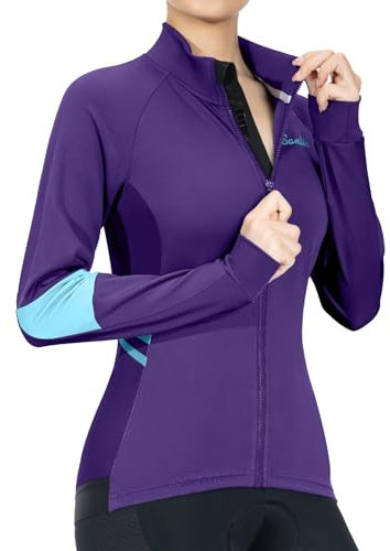 Santic Veste de cyclisme pour femme - Veste thermique d'hiver - Veste de course coupe-vent - Légère et respirante - Manches longues - Réfléchissante, Violet 131Z, XXL