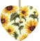 Sommer-Sonnenblumen-Druck, Weihnachtsschmuck, Herz, Keramik, Weihnachtsbaum, hängende Ornamente, Porzellan-Anhänger für Urlaubsdekoration