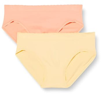 Billet Doux, Lot de 2 Slips Modèle Zen Attitude, Tendance cocooning, à Porter au Quotidien ou pour la détente,Le coté sans Coutures du modèle pour Un Confort sans limites, Jaune + Rose Corail, 42-44