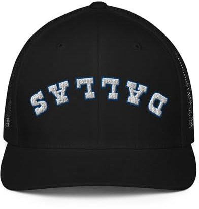 Dallas Upside Down Trucker Cap mit geschlossener Rückseite, Schwarz, Einheitsgröße