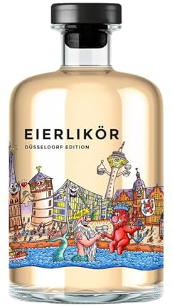Eierlikör Düsseldorf Edition | perfekt für eggnog |Geschenk für Weihnachten | Düsseldorfer Skyline | mit Grappa | 500ml Einzelflasche | 14% Vol.