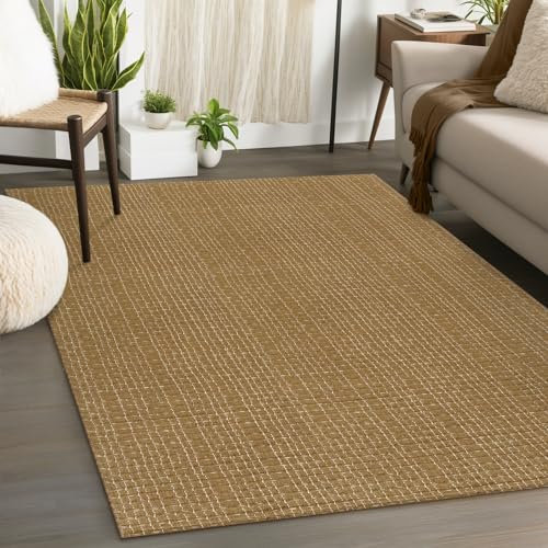 Seavish Teppich für Wohnzimmer, 10,2 x 15,2 cm, braun, handgewebt, Baumwolle, Schlafzimmerteppich, natürlich, modern, Bauernhaus, Innen- und Außenbereich, Teppiche für Kinderzimmer, Büro, Esszimmer,