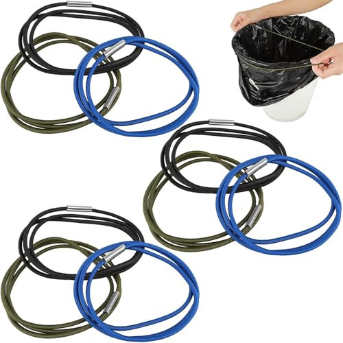 Lot de 9 Bandes Élastiques pour Poubelles, Réglables Grandes Bandes de Préhension pour des Poubelles de 13 à 30 Gallons pour la Maison le Bureau (Noir Bleu Vert Olive)