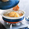 Japanischer Familien-Hot Pot, runder Keramik-Auflauf mit Deckel, Steingut-Tontopf für Shabu Shabu, langsamer Eintopf, gesunder Suppentopf mit Suppentopf, Topf, Blau, 2,1 l