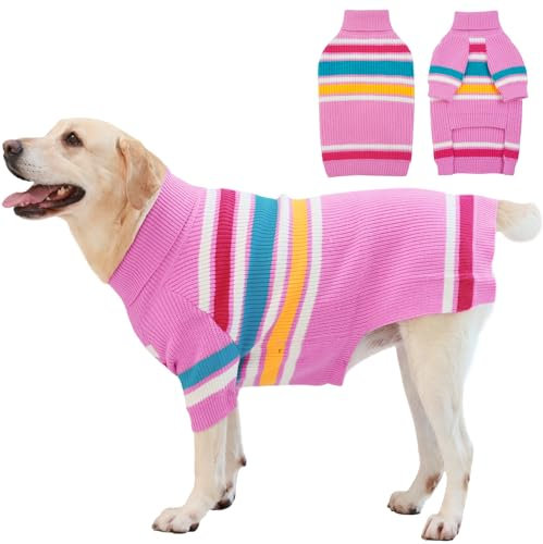 IECOii Hundepullover, XXXL Hunde Pullover, Extra großer Hundepullover Rollkragen, warme Hundewintermäntel, dehnbarer großer Hundeweihnachtspullover für große Hunde, Golden Retriever, Labradors,3XL