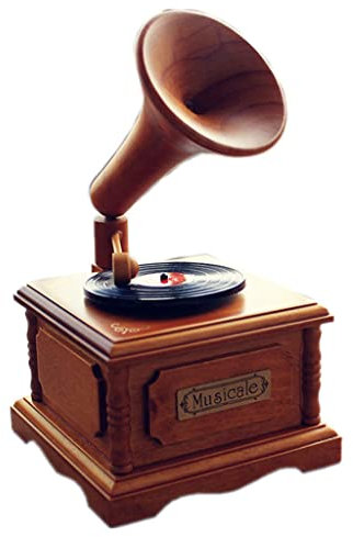 BOGAZY Spieluhr Spieluhren Grammophon-Musikkasten, hölzerne Klassische Phonograph-Musikkiste for Weinlese-Wohnkultur Spieluhr Geschenk