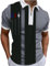 CUTeFiorino Badminton T Shirt Männliches Sommer-T-Shirt mit gestreiftem Splice-Druck Umlegekragen Kurzarm-Oberteile T-Shirt Steinhart Uhren (Black, L)