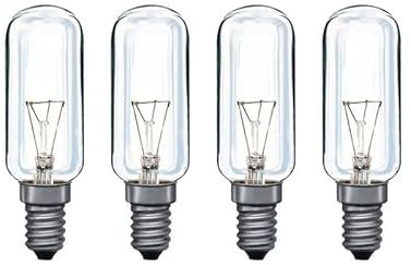 Lampwise 4X 40W Tubular Standard Bulb (SES E14) - Ideal for Cooker Hoods (80x25mm)
