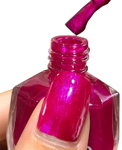 Purple red pearl Nail Polish, Glitter Nail Polish Pink Nail Varnish, Holographic Quick Dry nail polish No UV Lamp Curing, Long Lasting, Chip Resistant, Non-Toxic, Quick Drying, At Home (3#Pink)