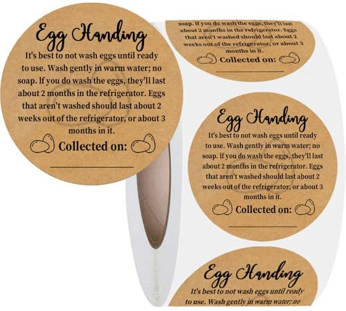 Farm Fresh egg Carton Kraft Paper Care Stickers Handling Labels Self-Adhesive Packaging for Chicken Eggs Freshness & Storage, 2 in