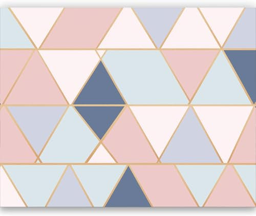 Papier Peint Triangles géométriques, 400 x 280 cm, Poster Geant Mural Personnalisé, pour Salon Chambre Chambre restaurant Décoration Rose et bleu Murale