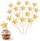 Piriuuo 50 Stück Star Cupcake Toppers, Muffin Dekoration Leder Reflektierend Glitter Tortendeko Gold Stern Glitzern Stern Tortendeko Verlobung Hochzeit Mini-Kuchenaufsätze für Geburtstag, Weihnachten