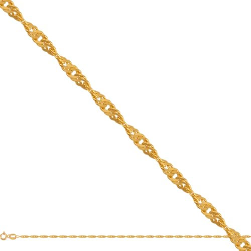 Rodium – Goldkette 14 Karat (585) Goldkette Damen, Singapore chain, Cuban Chain, Goldene Halskette für Mädchen, Necklace