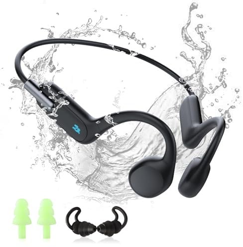 HIFI WALKER Knochenschall Kopfhörer IPX8 wasserdichte Schwimmen Kopfhörer Open-Ear Bluetooth 5.3 Sportkopfhörer mit Mikrofon und 32GB MP3, Laufen, Schwimmen, Schwarz