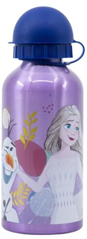ALMACENESADAN Trinkflasche aus Aluminium, Kinderlizenzen mit lustigen Dekorationen, Fassungsvermögen 400 ml, BPA-frei, Lizenzprodukt (Frozen)
