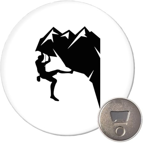Huuraa Magnet Klettern Silhouette Geschenk | 59mm Kühlschrankmagnet rund Flaschenöffner Geschenkidee dekorativer Magnet für Magnettafel, Kühlschrank oder Whiteboard