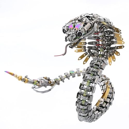 Funwetrike 3D Metall Puzzle für Erwachsene, DIY Mechanische Montage Viper Kobra Schlange Modell, Steampunk Realistische Schlange Puzzle zu Bauen, Kreative Geschenk (1000+Pcs)