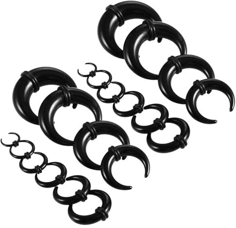 BRITIVIVE Septum Piercing 18 Stück Piercing Ring Hufeisen Piercing Ring Septum Ringe C Form für Damen Und Herren Arcyl Dehnschnecke für Ohr Piercing Flesh Tunnel(Schwarz)