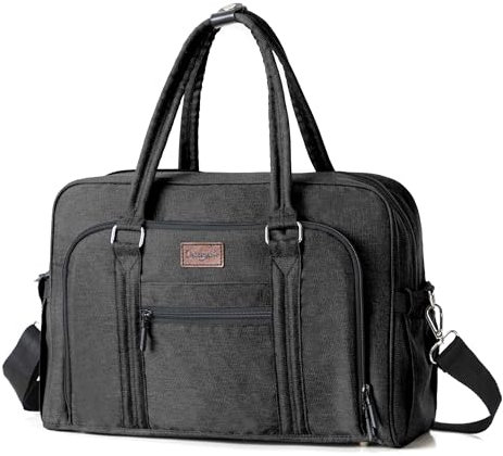 Daliya ALPINO PURE Wickeltasche 30L – 17 Fächer, Große Baby-Tasche mit Wickelunterlage, Thermofächer, Trolley-Befestigung, Wasserdicht, Seitentaschen, Doppelhenkel, Tasche für Kinderwagen (Schwarz)