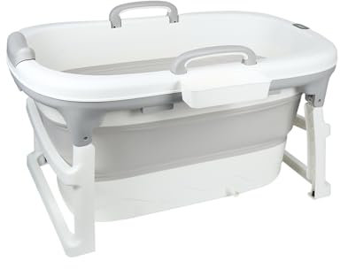 Baignoire Pliable Bébé, Baignoire Bébé Avec Thermometre Digital, Coussin De Bain, Compacte Portable Avec Plateau De Rangement-99 * 62 * 52,9 cm (gris)