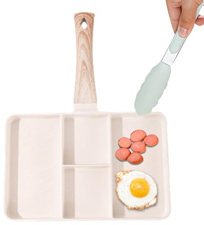 Padella componibile – Padella con divisori, sezione Mullti, pentole antiaderenti | Padella per la colazione con scomparti, strumento di cottura per uova, pancetta, salsiccia, verdure, pancake, cucina