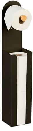 Relaxdays freestanding toilet roll holder, HxWxD: approx. 66x12x11cm, iron & bamboo, toilet roll storage, black/natural