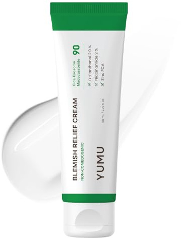 YUMU Cica Exosome Zinc Blemish Relief Cream, Face Moisturizer for Sensitive, Acne-Prone Skin, Lightweight, Breakouts, Barrier Repair, Hydration, Soothing, Oil-Free, Korean Skincare (80 ml/2.70 fl.oz.)