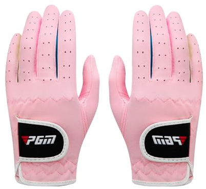 WIGERLON Kids Golf Gloves,Youth Golf Glove for Gilrls and Boys,Junior Golf Glove for Left Hand and Right Hand(2pcs) Pink M