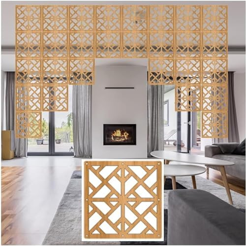 hängende Raumteilungen, Faltbare Sichtschutz-Trennwände for Aufhängen for die Heimdekoration, Wandpaneele von der Decke, natürlich, mehrere Packungsgrößen(Natural a,9Pcs)